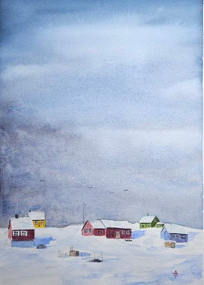 Wintertime in Greenland -watercolor