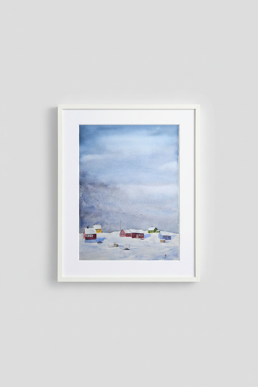 Wintertime in Greenland -watercolor