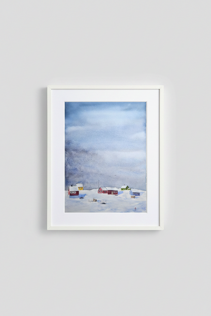 Wintertime in Greenland -watercolor