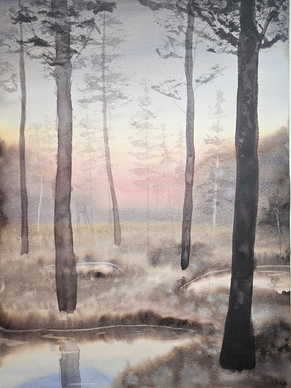 Skymningstid - akvarell