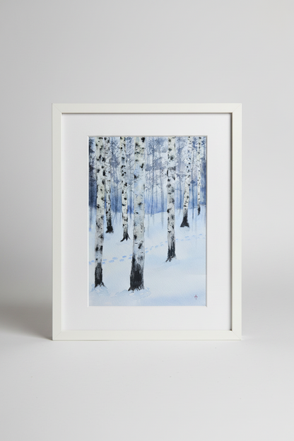 Winter Birches - watercolor